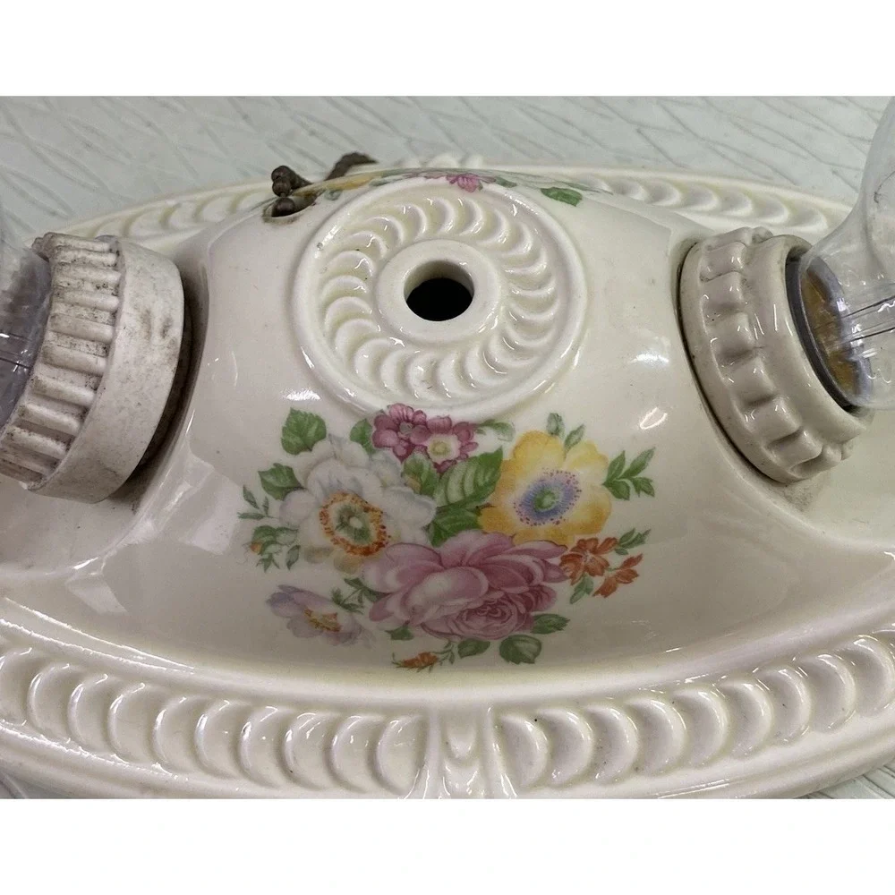 Antique 2 Lightbulb Flush Mount Ceiling Porcelain Light 11x7